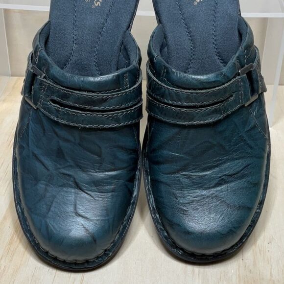 Clarks Bendables Blue Leather Slip-On Loafer Clog Women 6.5 Mule 67157 - Picture 3 of 9